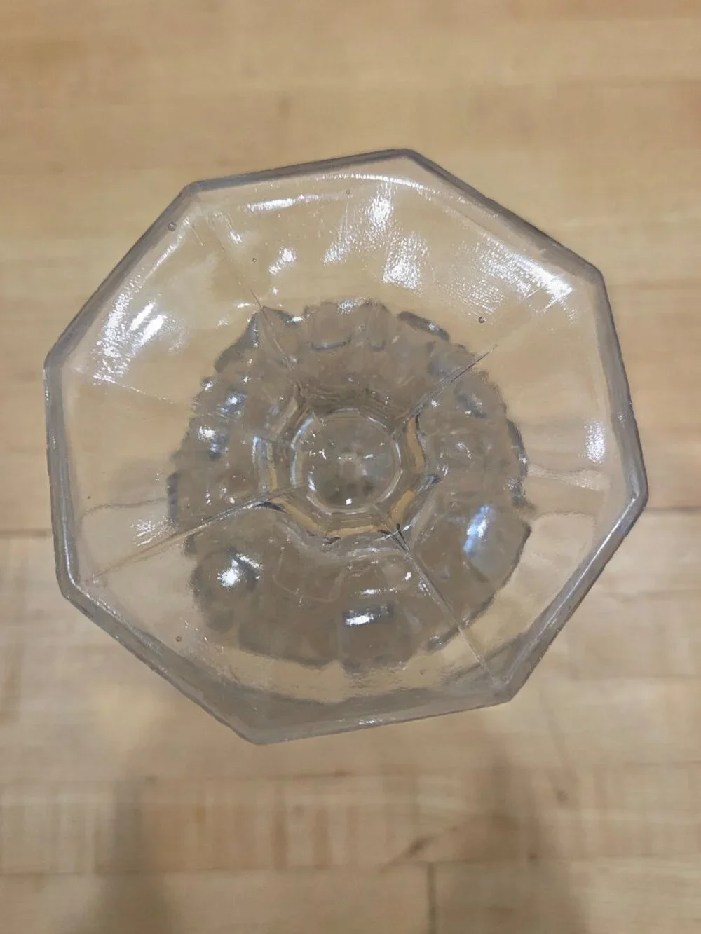 Vintage Imperial Glass Clear Daisy and Button Footed Vase 8 Inch